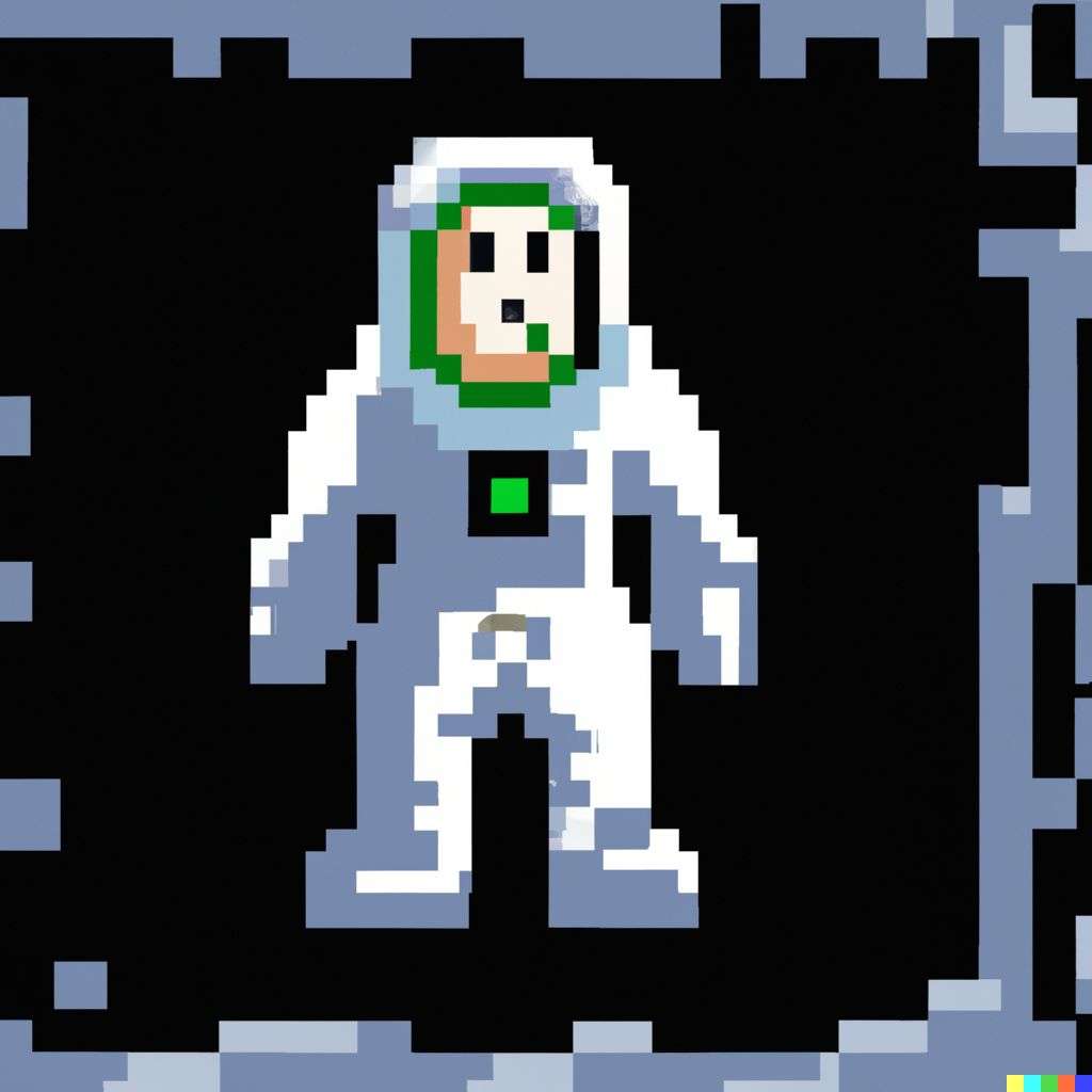 an astronaut, old computer game graphics